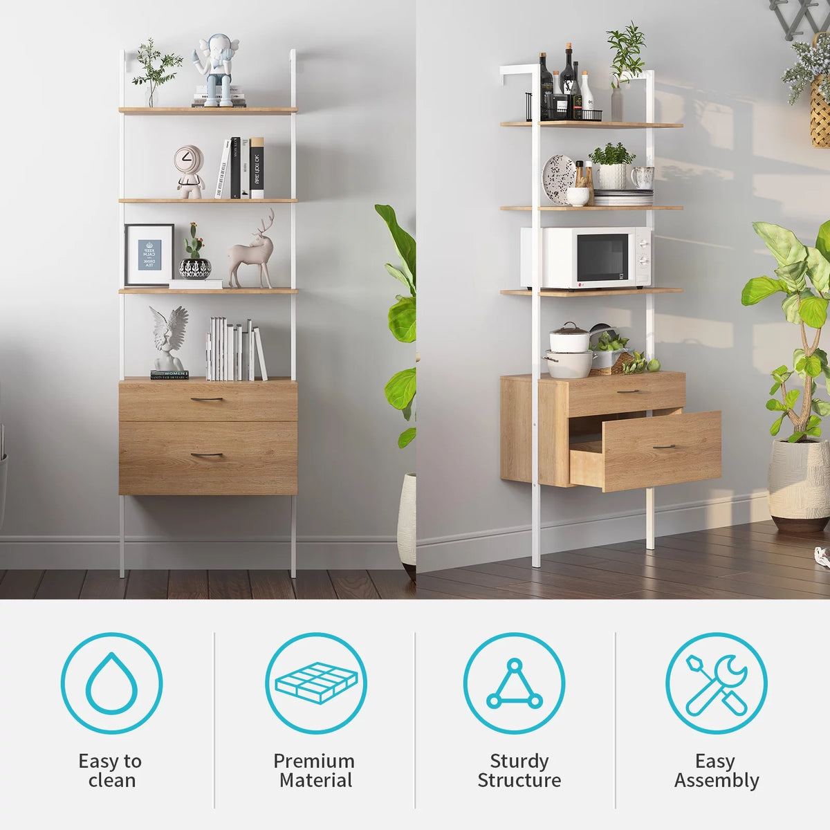 6-Tier Wall-Mounted Bookshelf N7288