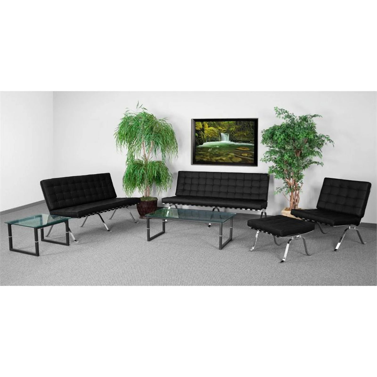 Black Tufted Leather Sofa I91034