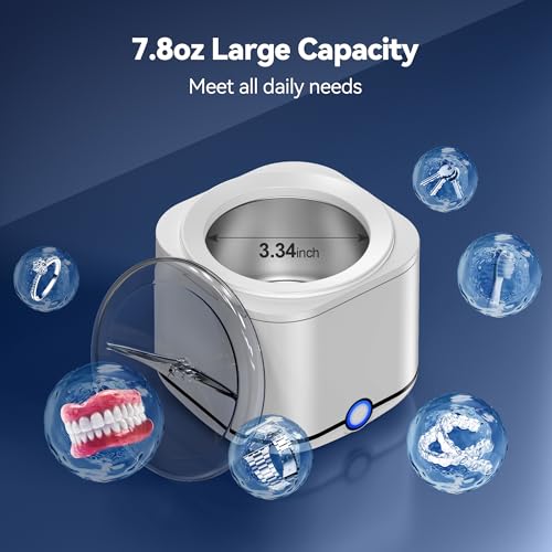 48kHz Ultrasonic Retainer Cleaner with 7.8OZ Dental Cleaning Pod M4071