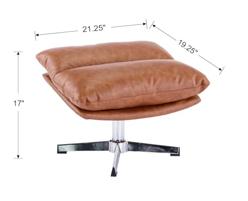 Brown PU Leather Oversized Swivel Accent Chair with Ottoman C545382