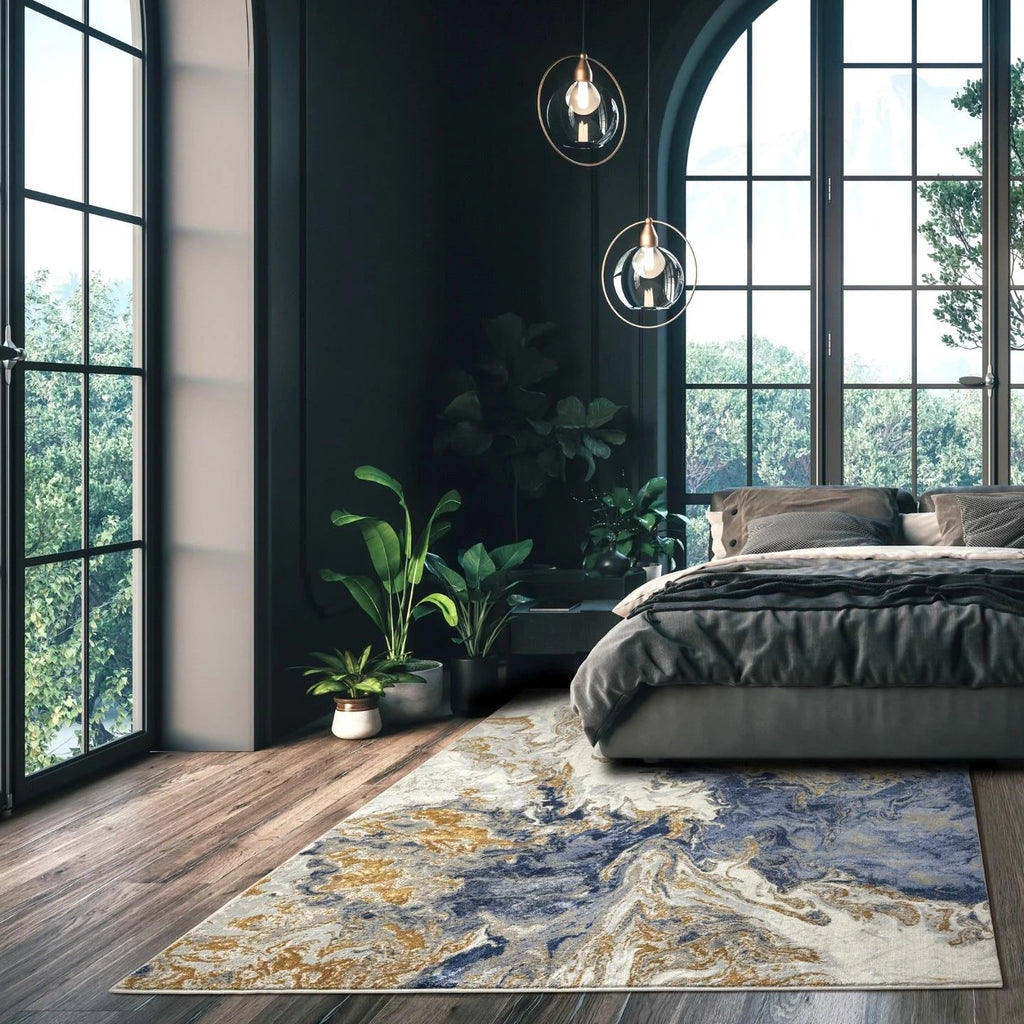 Blue Abstract 8x10 Area Rug Y4579