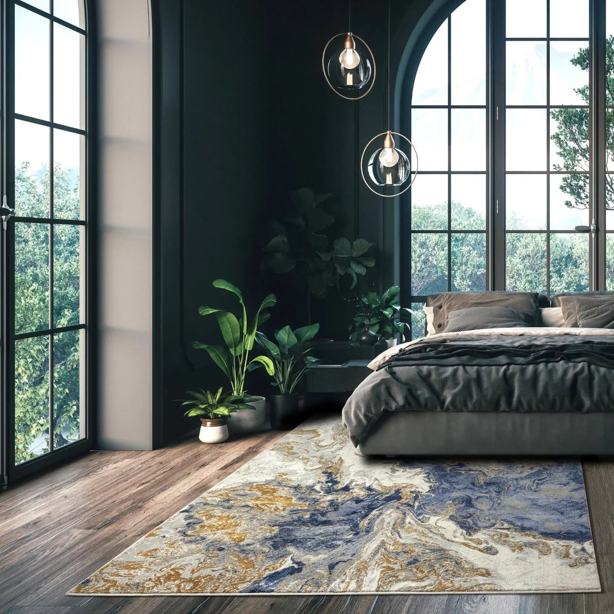 Blue Abstract 8x10 Area Rug Y4579