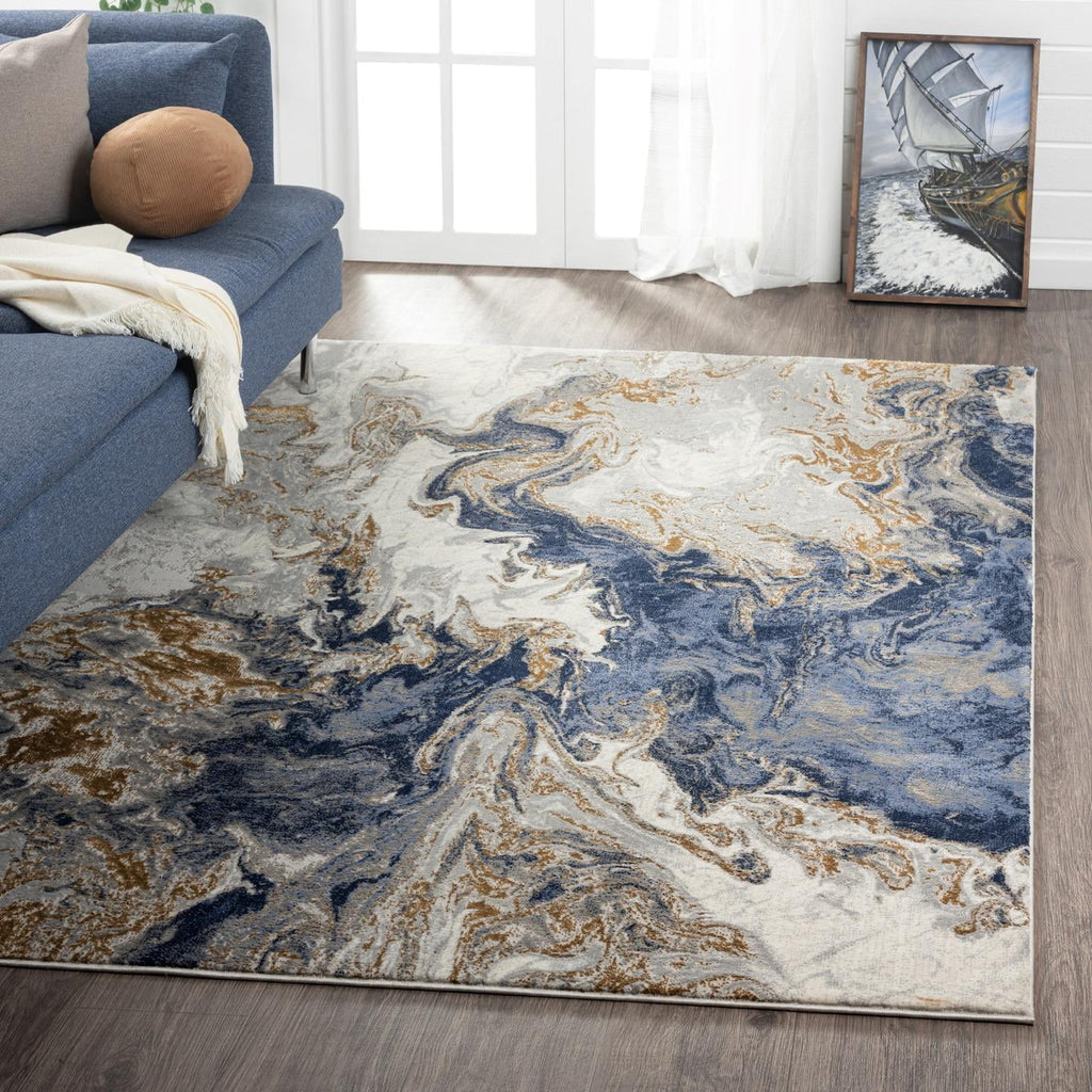 Blue Abstract 8x10 Area Rug Y4579