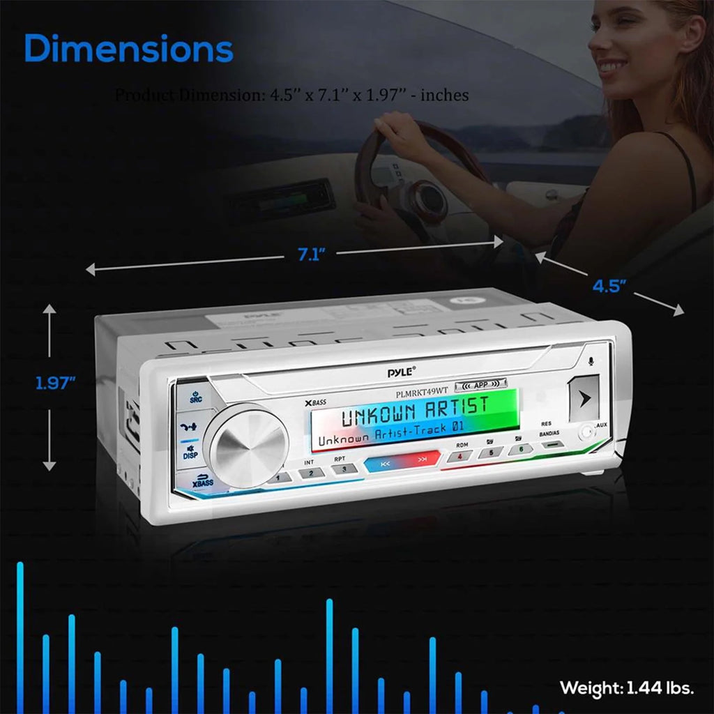 White Marine Receiver Stereo System with 5.25 Inch Speakers S310