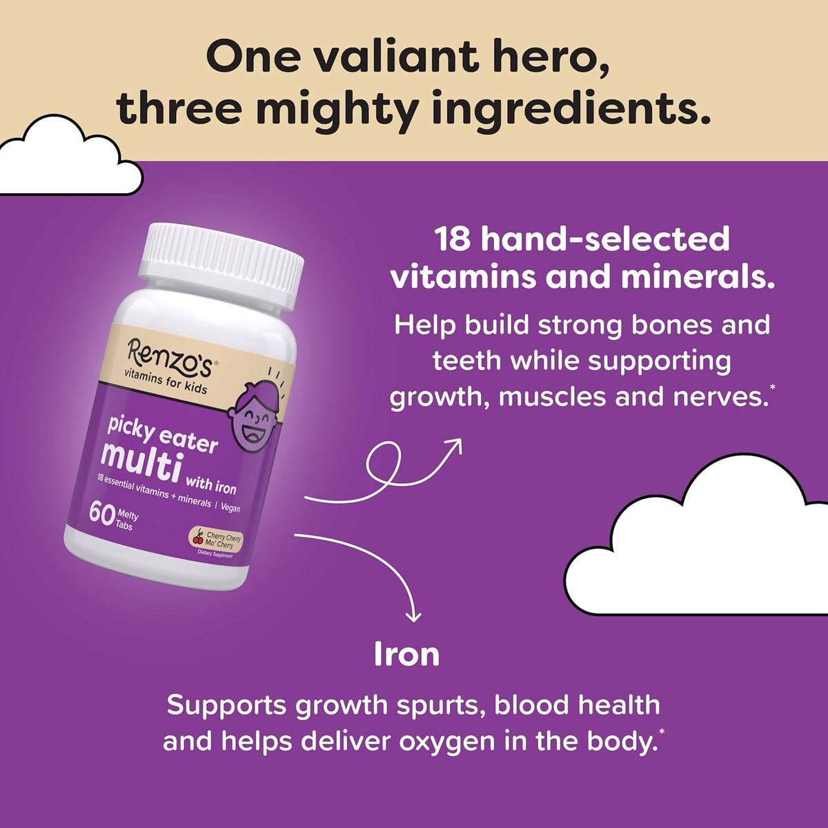 60 Sugar-Free Melty Tabs Kids Multivitamin with Iron A67027