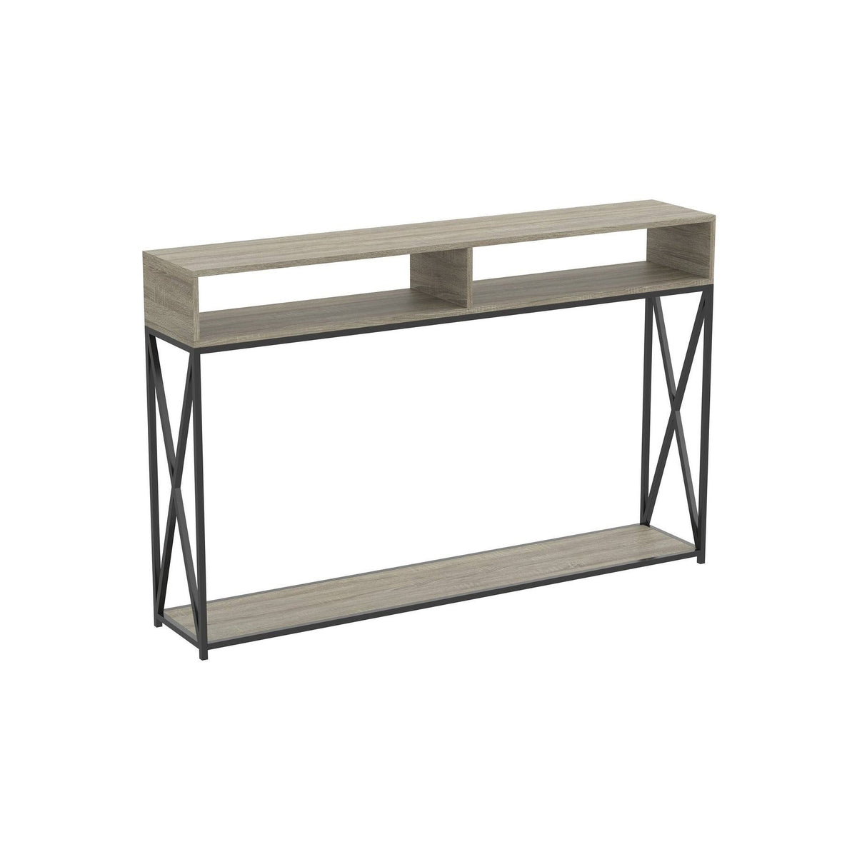 Dark Taupe Console Table with Two Open Shelves G7478