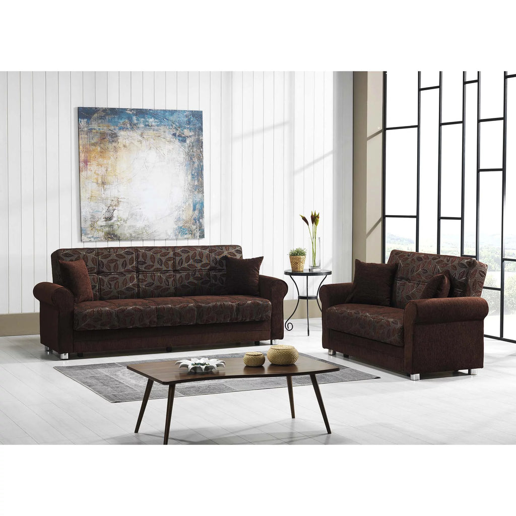 Dark Brown Chenille Sleeper Loveseat X603