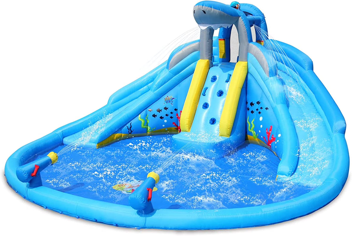 Inflatable Water Slide Double Waterslides Shark Theme Water Park U75954