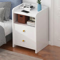 White Nightstand with Drawers N404