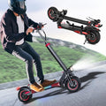 1200W Electric Scooter with Seat 11" Offroad 34MPH Speed 31-35 Miles Range 48V 18Ah Folding E Scooter L566
