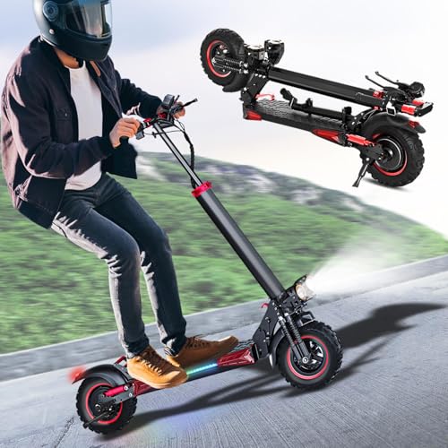 1200W Electric Scooter with Seat 11" Offroad 34MPH Speed 31-35 Miles Range 48V 18Ah Folding E Scooter L566