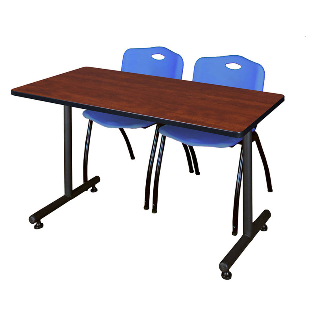 Cherry Training Table with 2 Grey Stack Chairs T125027