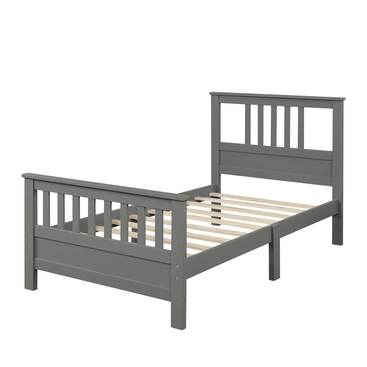 Wood Twin Size Platform Bed Frame with Headboard and Footboard M421955