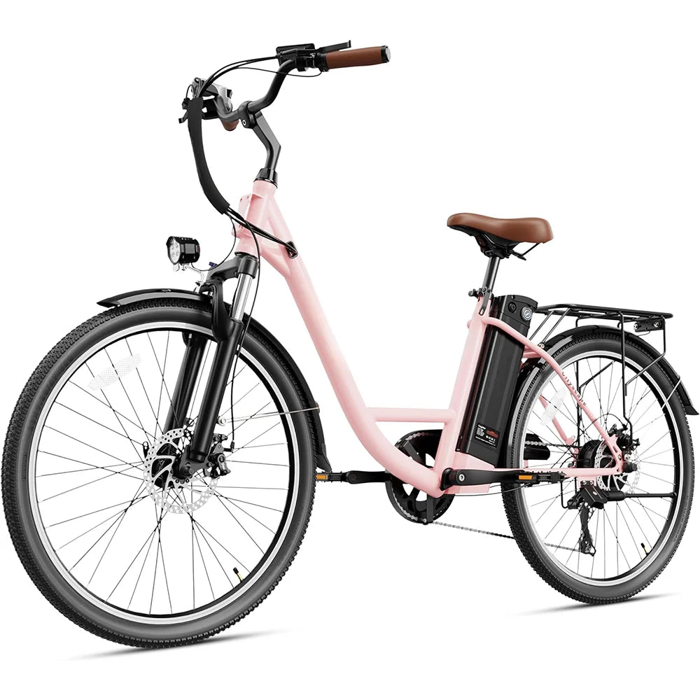 Electric Bike 350W 36V 10Ah Removable Battery 26 7 Speed Pink K13260