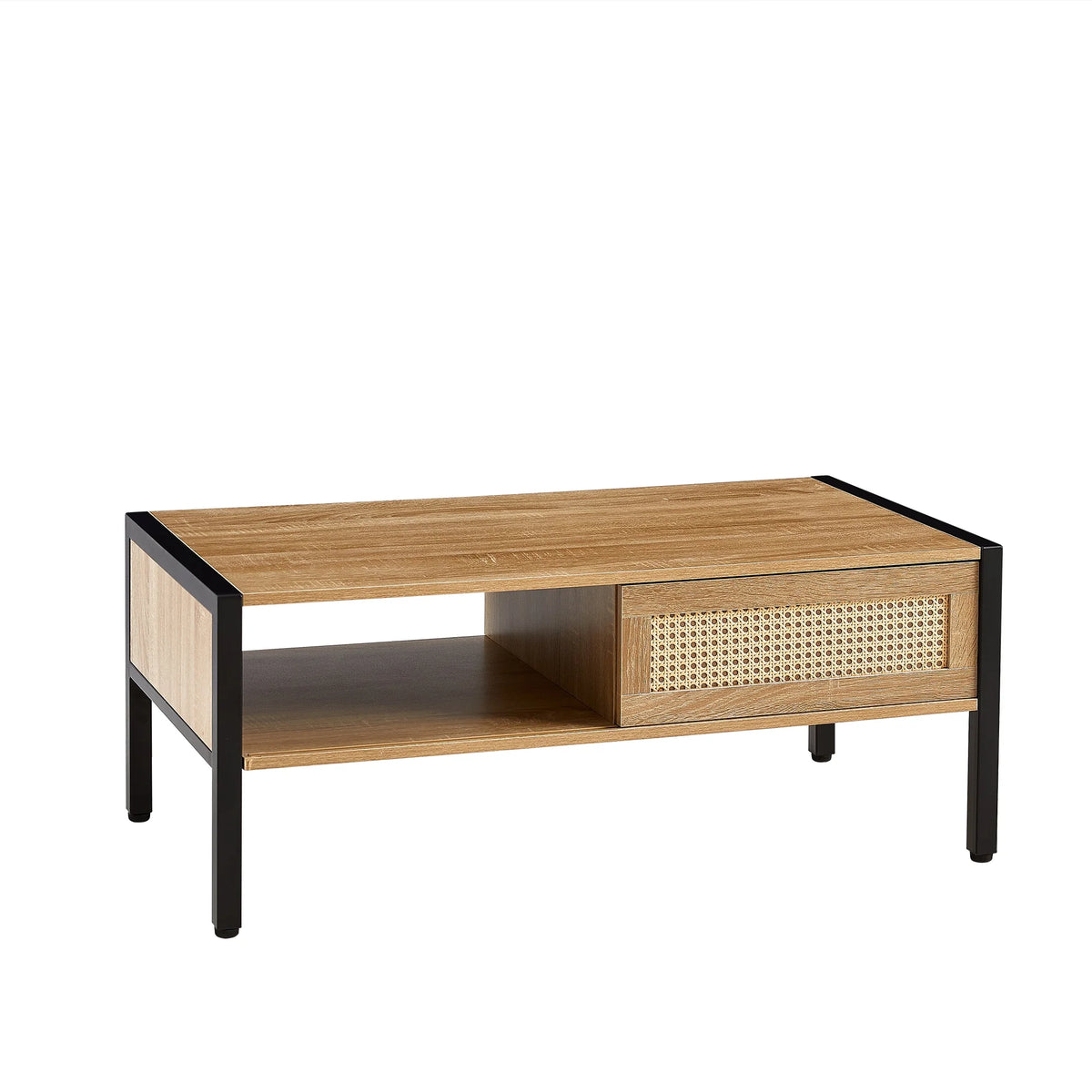 40.16" Rattan Coffee Table with Sliding Door Storage N6913