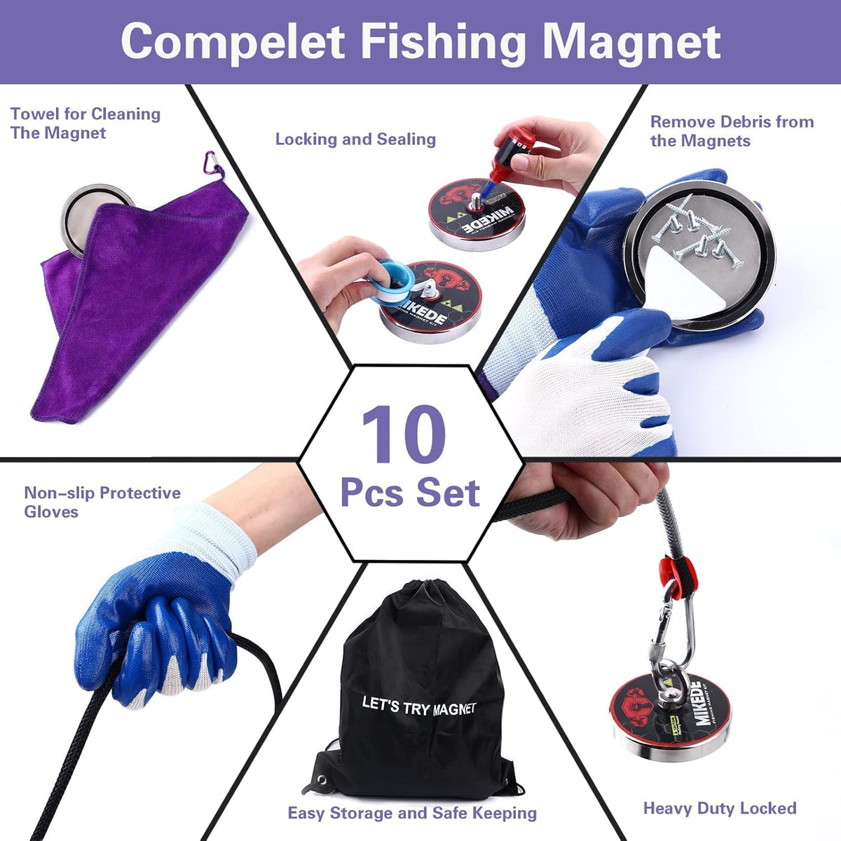 1080 LBS Pulling Force Neodymium Rare Earth Fishing Magnets, Pack of 2 H344299