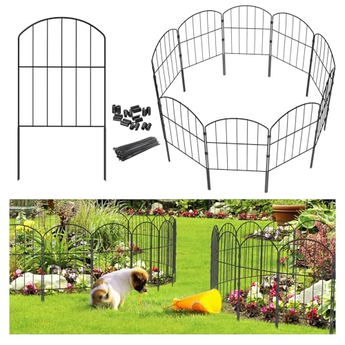 Black 10ft x 24in Rustproof Metal Garden Fence, 10 Pcs G106710