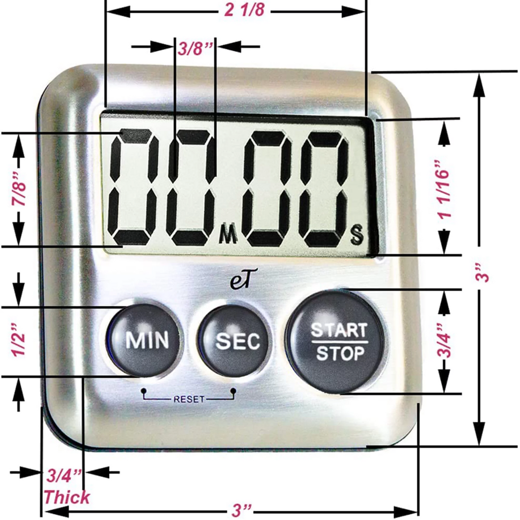Stainless Steel Digital Kitchen Timer 6 Pack W751
