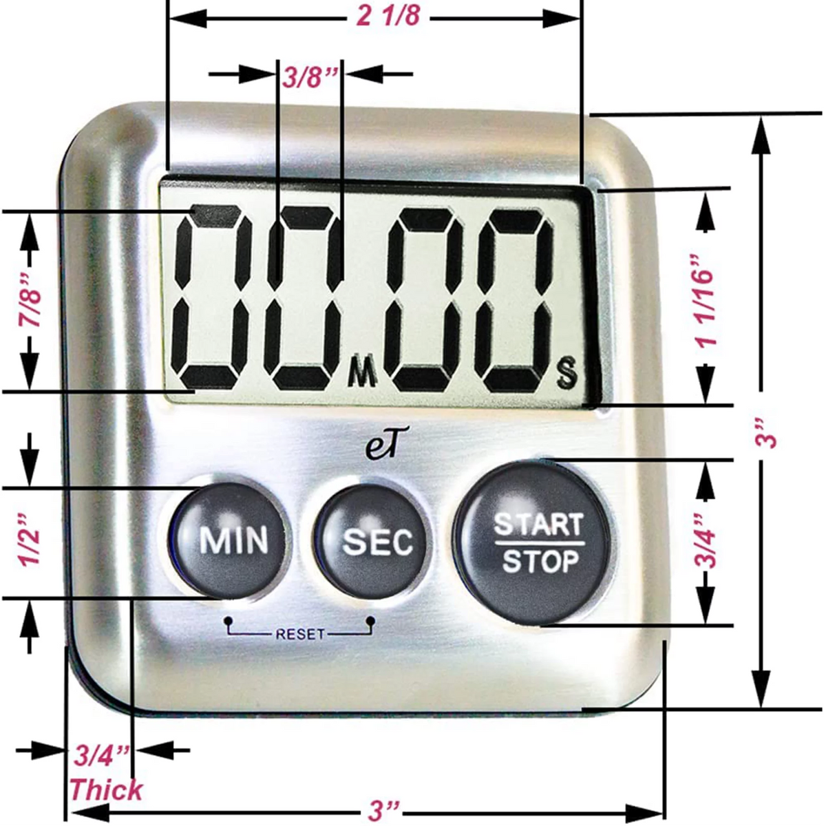 Stainless Steel Digital Kitchen Timer 6 Pack W751