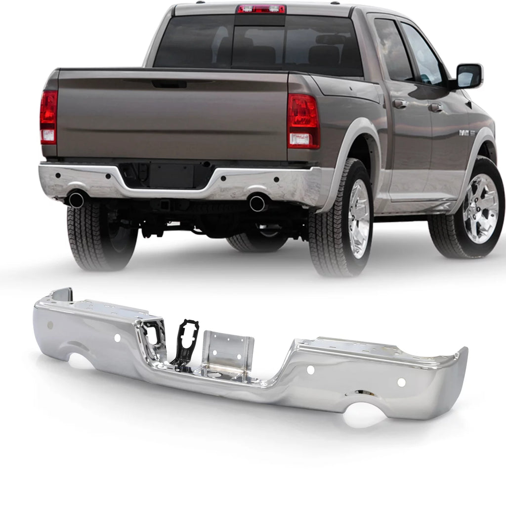 Chrome Rear Bumper Black Step with Dual Exhaust & Rear Parking Assist Sensor Q51475