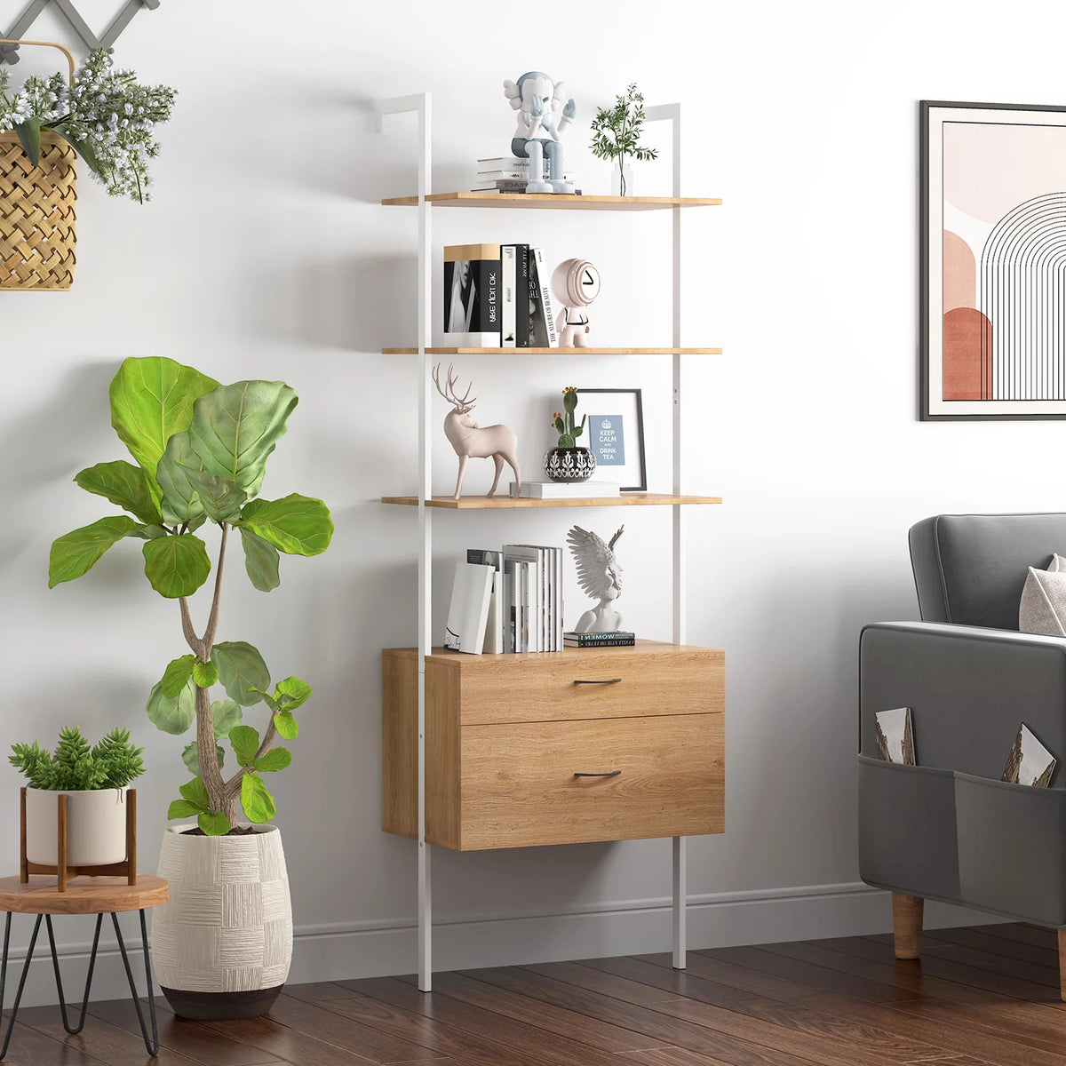 6-Tier Wall-Mounted Bookshelf N7288