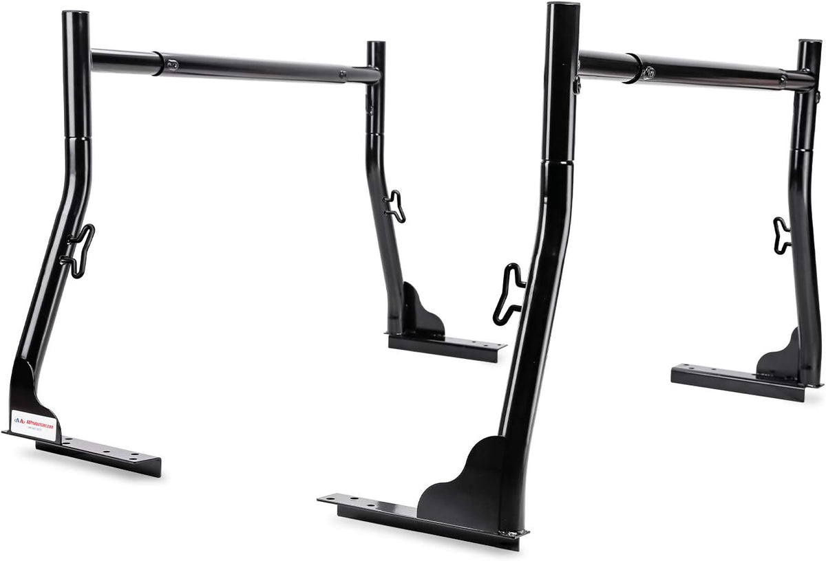 Extendable Steel Pick-Up Truck Ladder Rack Two-bar Set - Black C91926