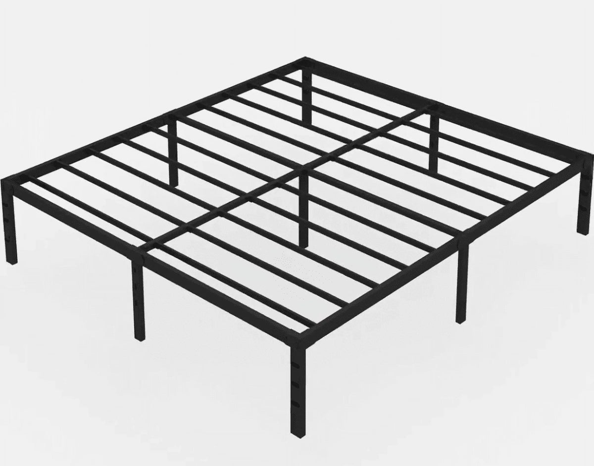 18 inches Full Size Black Metal Platform Bed Frame with Storage G880