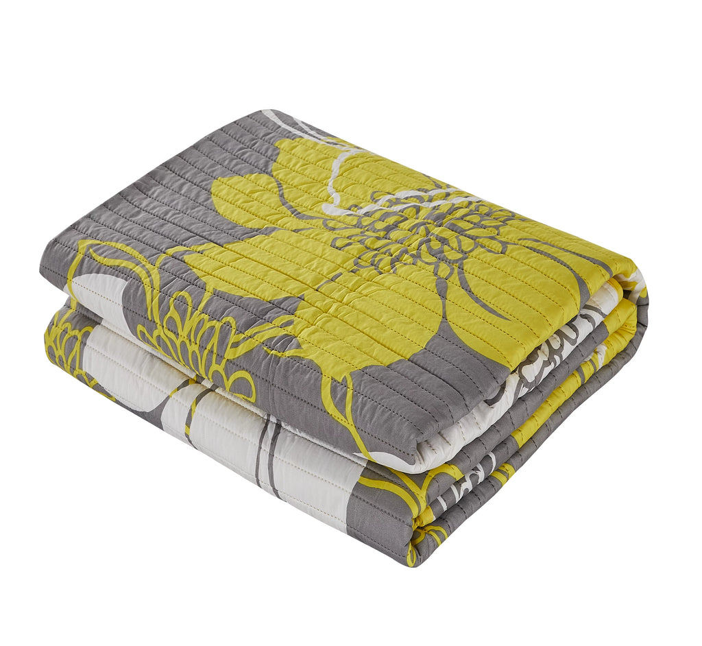 Yellow Queen 3-Piece Abstract Quilt Set J643