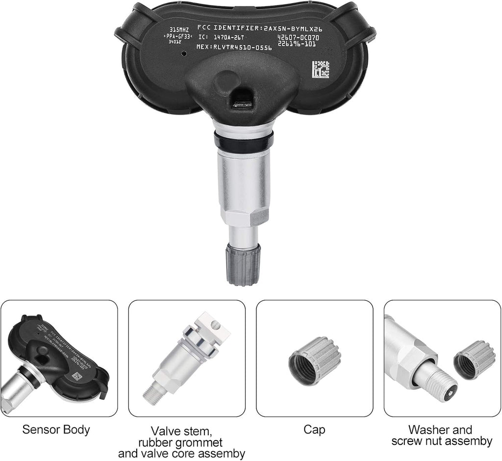 TPMS Sensor 315Mhz Programmed Tire Pressure Sensor Pack of 2 E297731