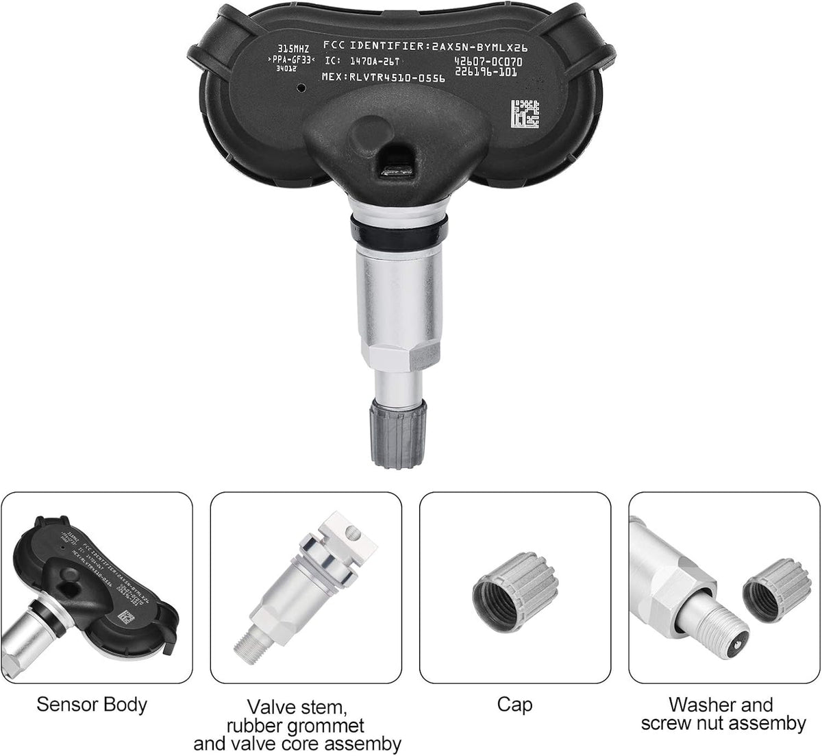 TPMS Sensor 315Mhz Programmed Tire Pressure Sensor Pack of 2 E297731