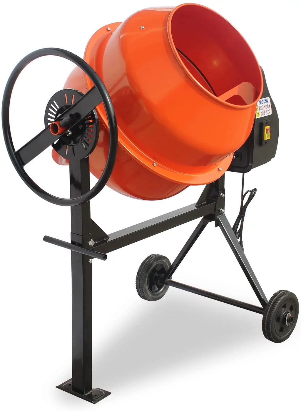 Electric Concrete Mixer 4/5 HP 5 Cu Ft Portable with Wheel and Stand Q834