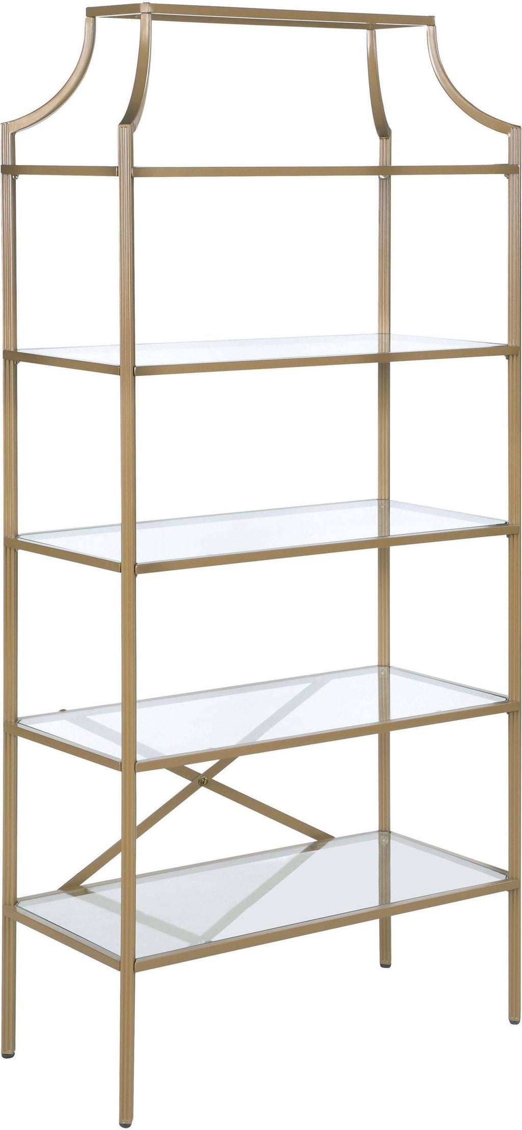 Matte Gold 5-Tier Tempered Glass Shelves Bookcase I818