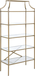 Matte Gold 5-Tier Tempered Glass Shelves Bookcase I818