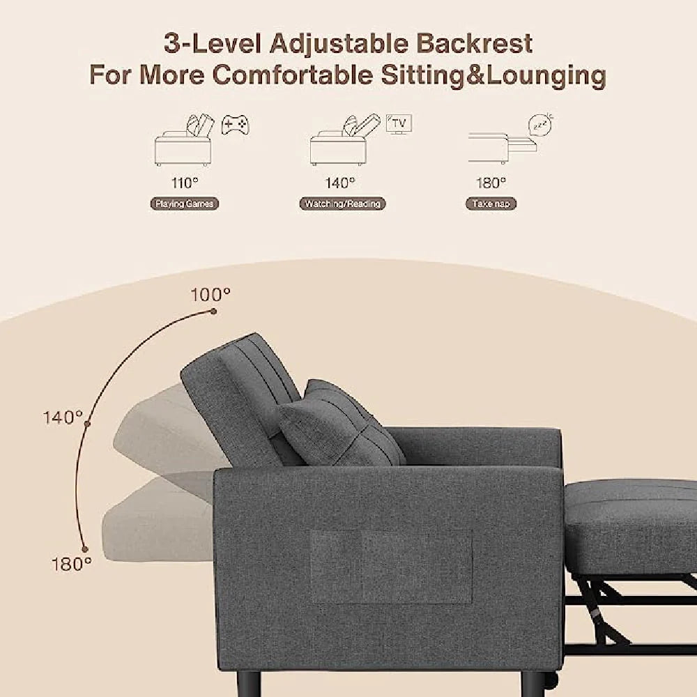 Light Gray Convertible Sofa Bed S7557