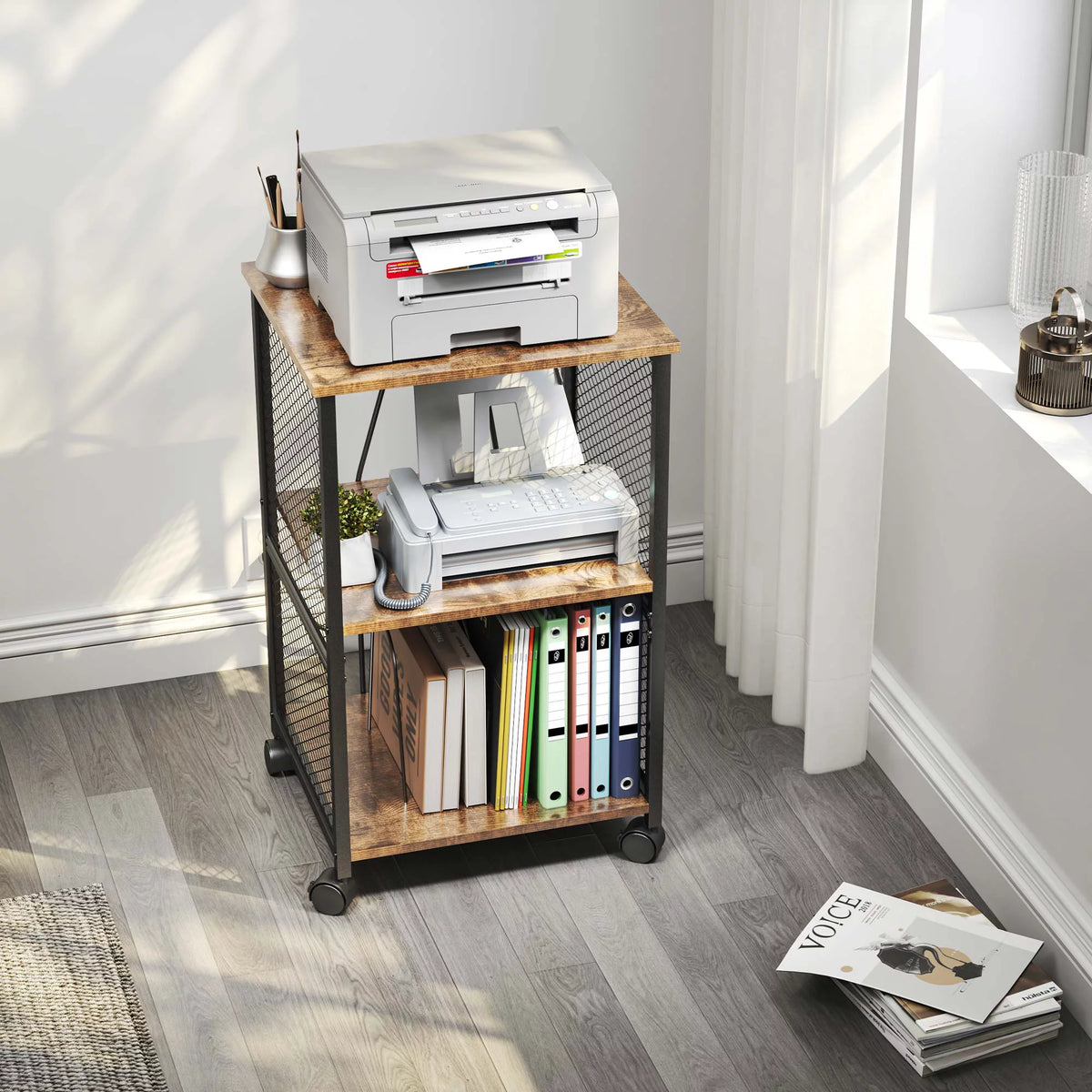 3-Tier Vinyl Record Storage Table with Divider D493