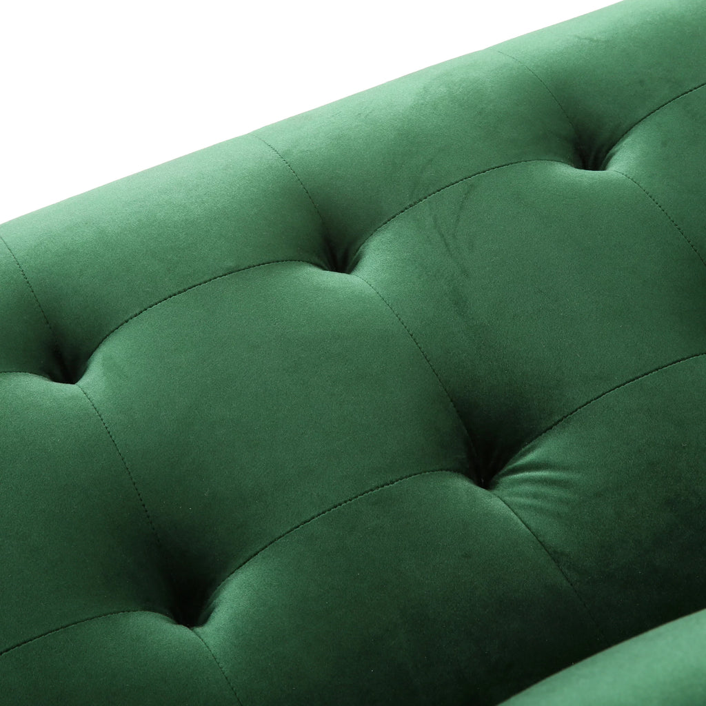 Modern Glam Velvet Tufted 3 Seater Sofa with Accent Pillows I7487