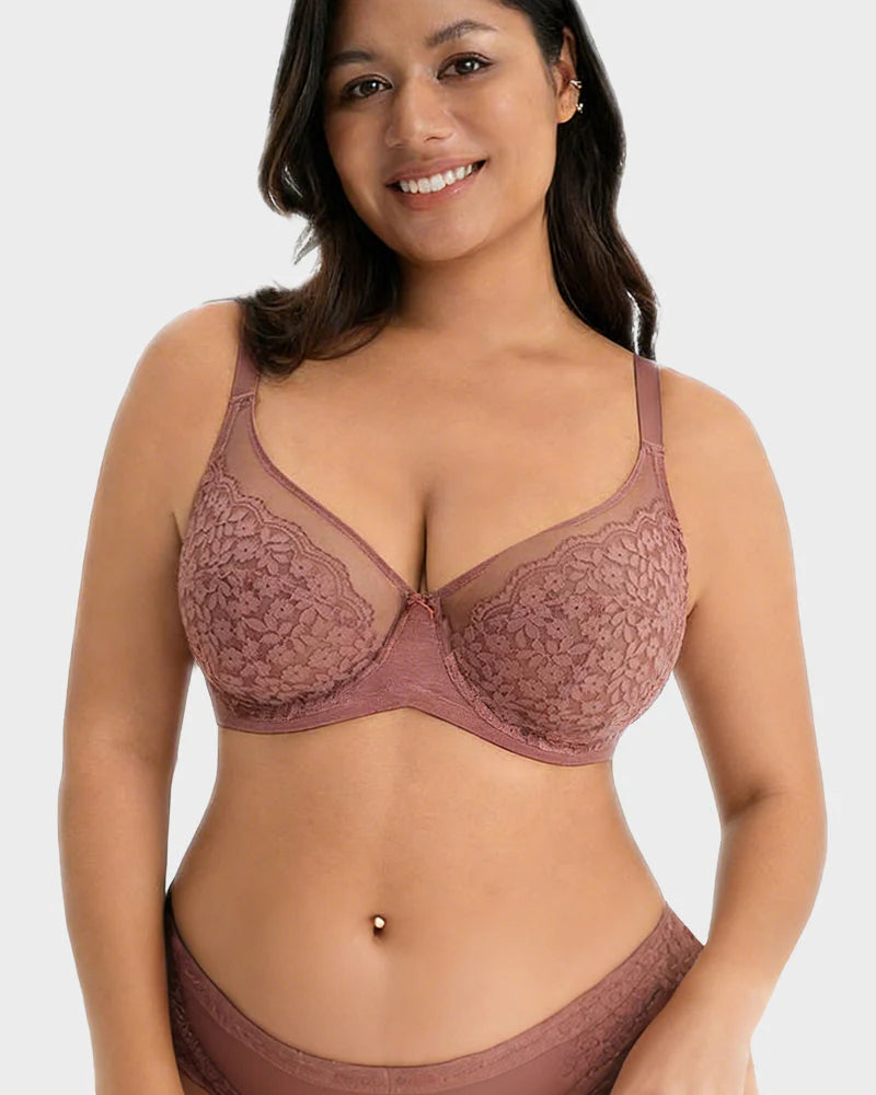 Floral Lace Minimizer Bra Full Coverage D2248