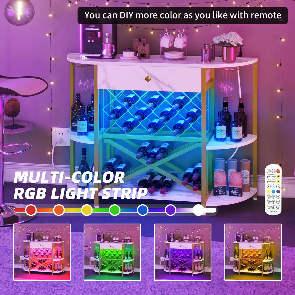 3-Tier Wine Cabinet with LED Lights and Power Outlets N224252