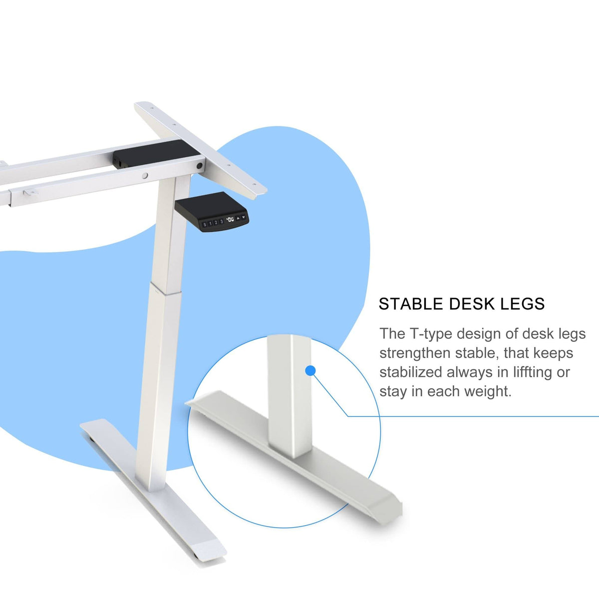 White/Brown L-Shaped Electric Height Adjustable Standing Desk N2671