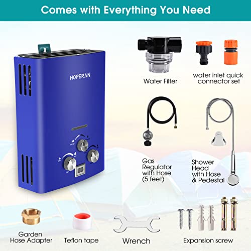 Blue 1.6GPM 6L Portable Propane Tankless Water Heater T709