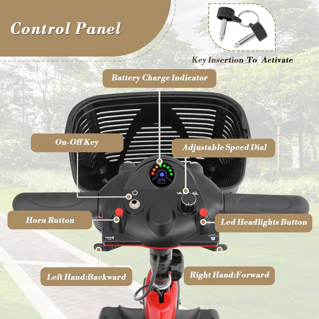 Red 3 Wheel Foldable Mobility Scooter with Seat X8633