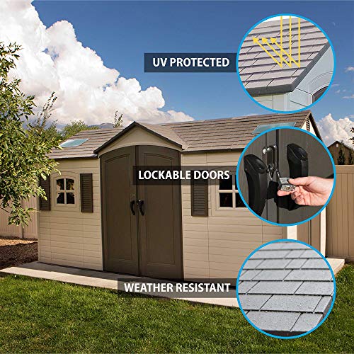 Outdoor Storage Dual Entry Shed, 15 x 8 ft, Desert Sand V9857