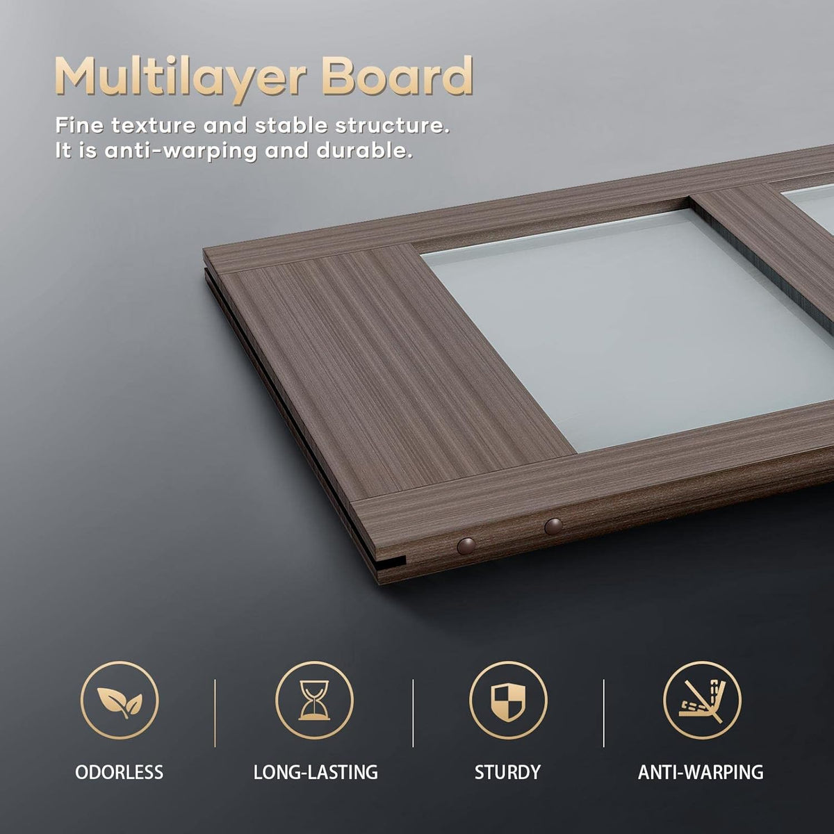 Glass Sliding Barn Door Slab with Hardware Kit, MDF Wood Panel with PVC Surface N6478