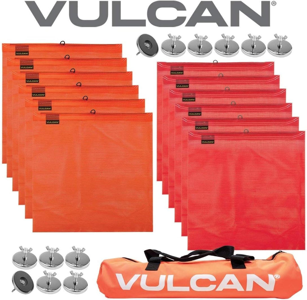 Heavy Duty Flags and Magnets Kit with 12 Magnets, 6 Orange Flags, 6 Red Flags, and Storage Bag I12622