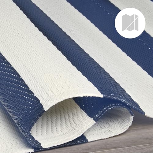 Teal & White 9 x 12 ft Waterproof Reversible Outdoor Camping Rug B67481