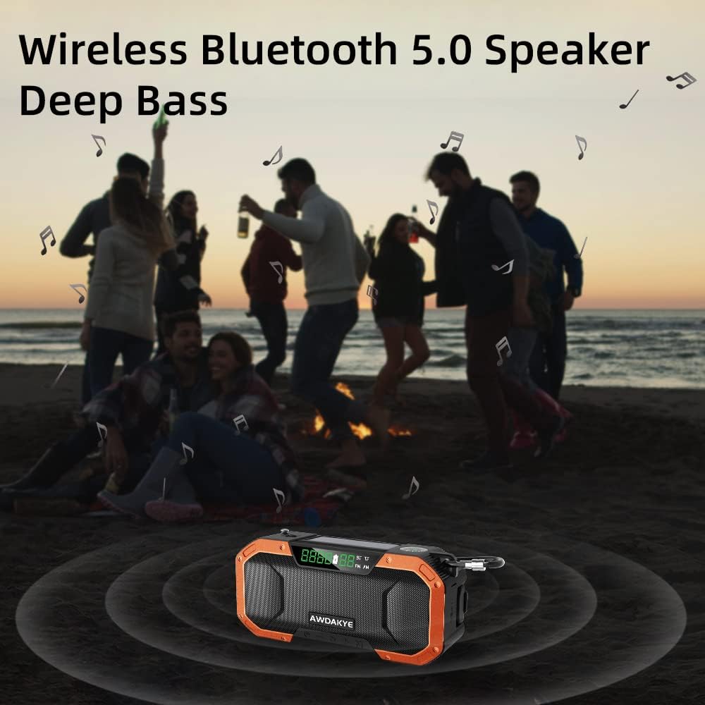 5000mAh Waterproof Solar Hand Crank AM/FM NOAA Weather Radio U108380
