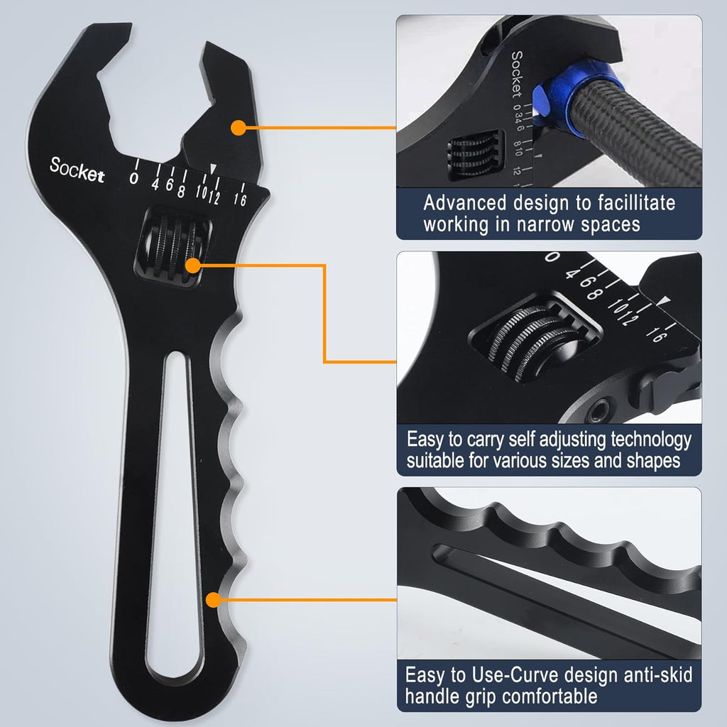 Black Aluminum Adjustable Wrench L4192