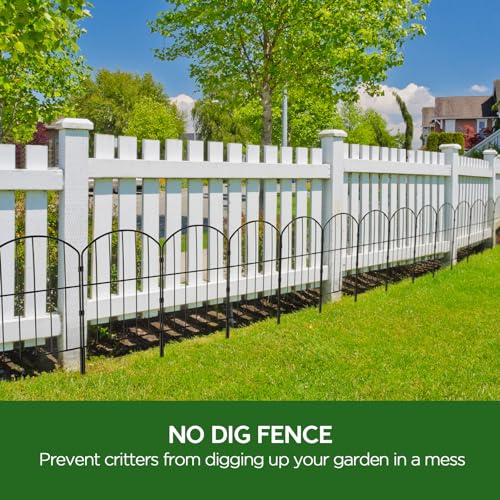Black 10ft x 24in Rustproof Metal Garden Fence, 10 Pcs G106710