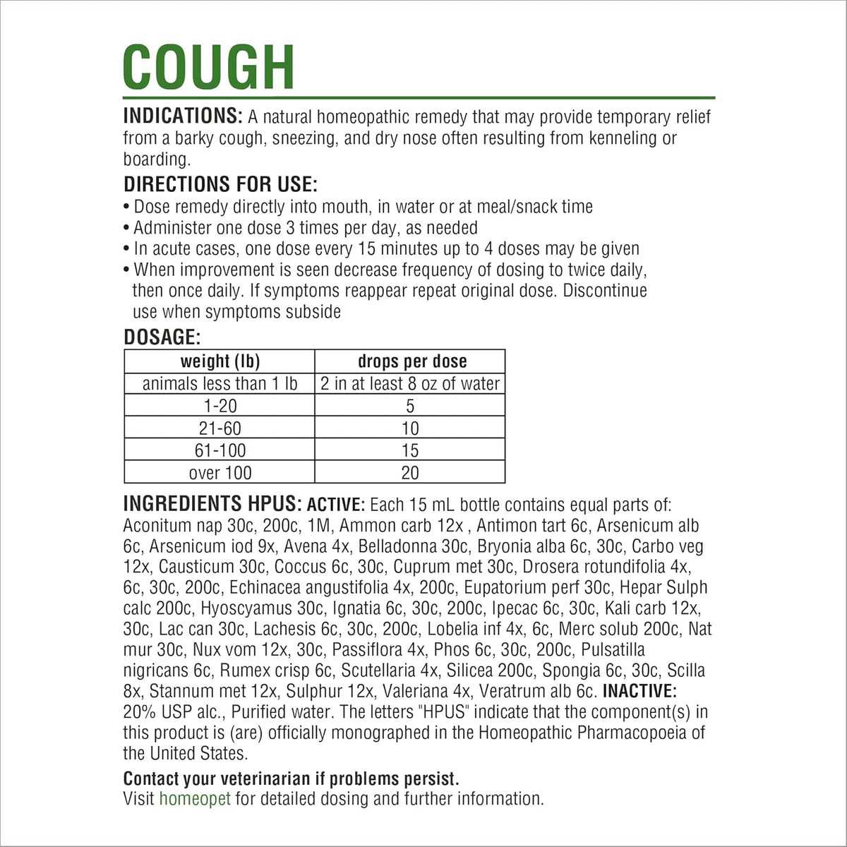 15 Milliliters Natural Cough Medicine for Pets T4745