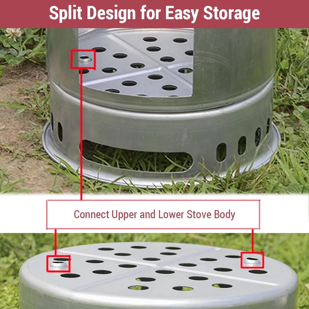 4 In 1 Camping Stove Portable Multi-functional Wood Stove Z31442